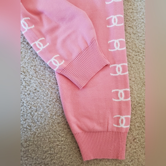 Pink Knit Joggers with White Logo Detail Women's Pant Size Small - Picture 6 of 8